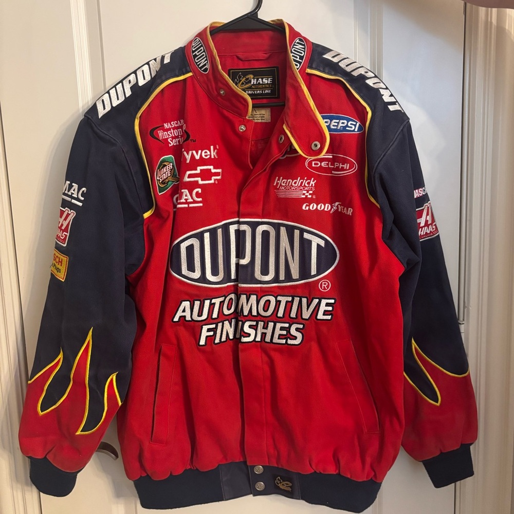 NASCAR Jeff Gordon #24 DuPont Racing Jacket Flames Red Size L Chase Authentics